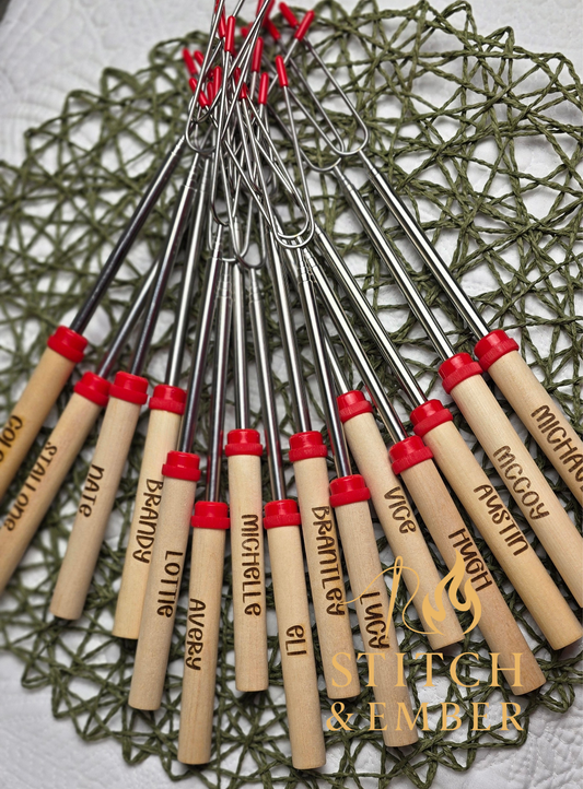 Personalized Engraved Telescopic Marshmallow Roasting Sticks