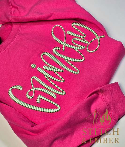 Grinchy 3D Puff Embroidered Holiday Crewneck