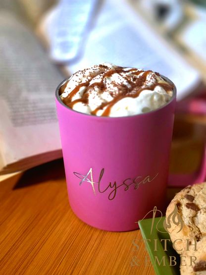 Custom Engraved Stainless Steel Camper Mug | Personalized Insulated Coffee Mug with Handle