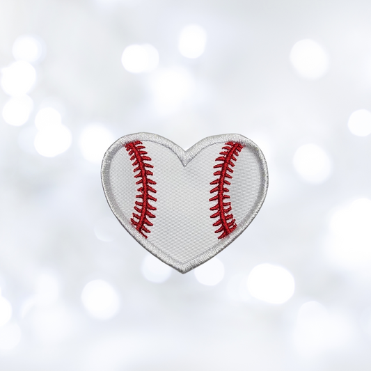 Heart Baseball Embroidered Iron On Patch