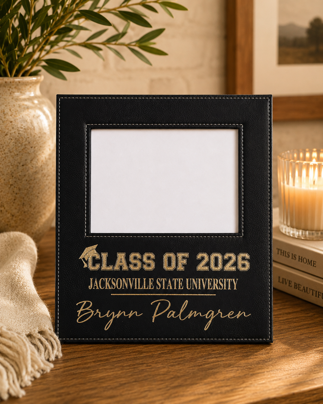 Personalized Graduation Engraved Leatherette 5x7 Picture Frame