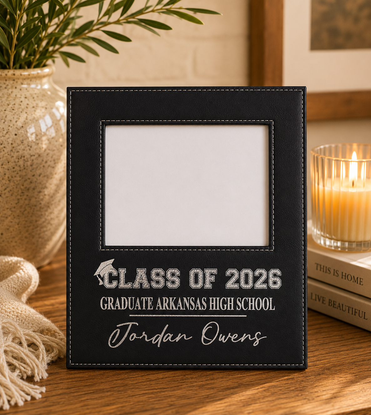 Personalized Graduation Engraved Leatherette 5x7 Picture Frame