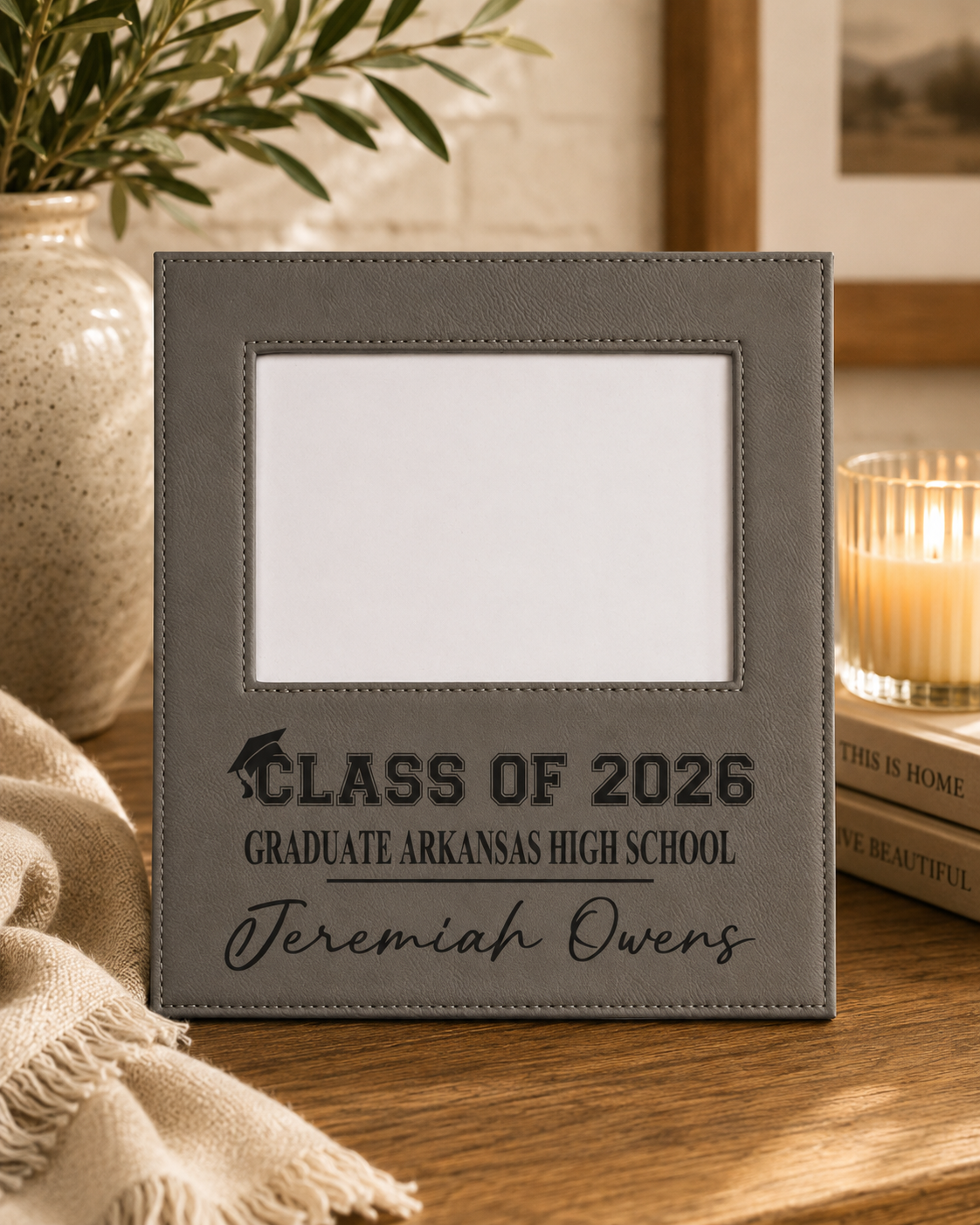 Personalized Graduation Engraved Leatherette 5x7 Picture Frame