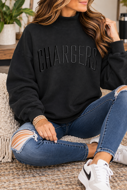Personalized Monochrome Embroidered Mockneck Sweatshirt