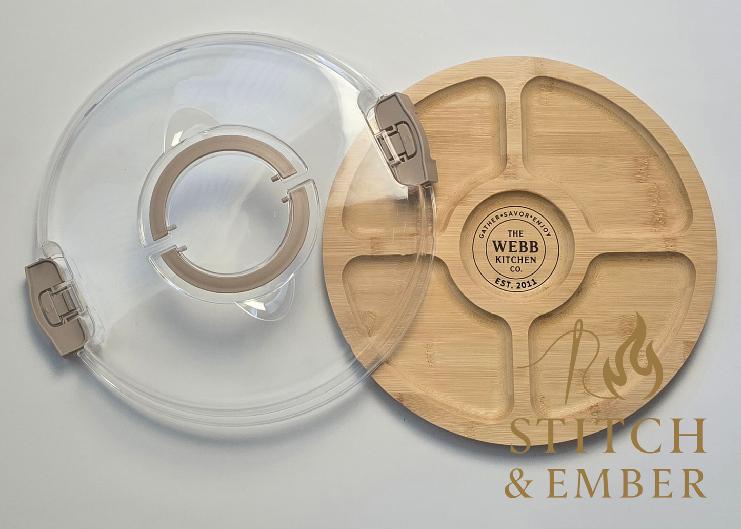 Personalized Bamboo Charcuterie Tray with Locking Lid – Engraved Serving Board